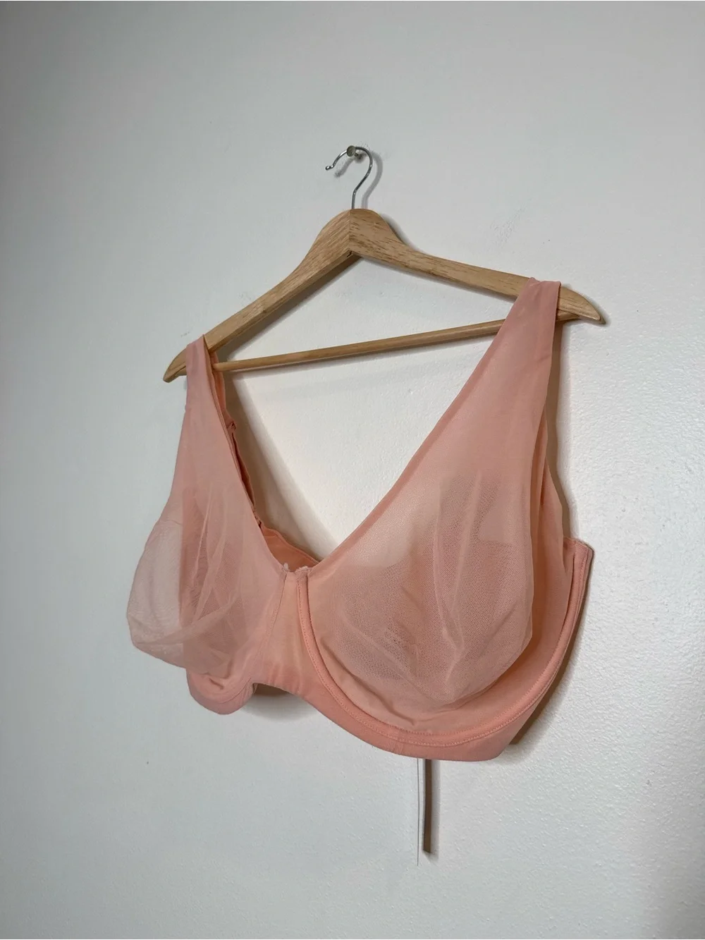 New Adore Me Mesh Unlined Balconette Bra in Coral Pink Cloud size 38 I
